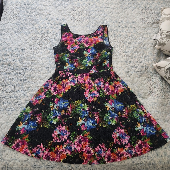 Betsey Johnson Black and Pink A-Line Sundress